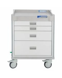 Logiquip QT35W21E3369W 35" Tall Treatment Cart with ELock, Four Soft-Close Drawers, Pull-Out Shelf