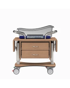 MedViron Guardian Rise Height Adjustable Bassinet with Removable Drawer Liners, All Exterior Surfaces Thermofilmed with KYDEX, Dual Drop Leaf