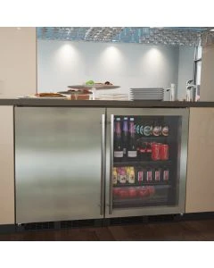 Marvel Scientific MABV224-SG31A 24" Low Profile Beverage Center, Stainless Steel Frame Glass Door, Lock, Reversible Door