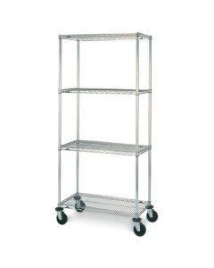 Metro N566EC Super Erecta 4-Tier Stem Caster Cart, Chrome, 24" x 60" x 67.875"