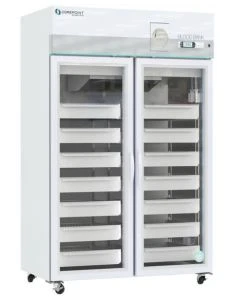 Corepoint Blood Bank Refrigerator glass dbl door with chart recorder, 49cf