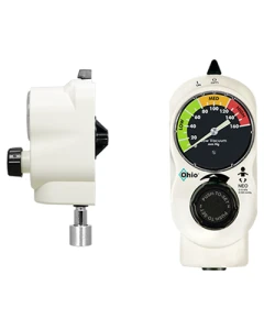 Ohio Medical Push-to-Set Vacuum Regulator, Continous, 2-Mode Neonatal, Analog Display, White, No Adapter 1/8" NPT Female (Wall), Locking Gland (Patient) (8700-1231-904)