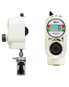 Ohio Medical Push-to-Set Vacuum Regulator, Continuous/Intermittent, Pediatric, Digital Display, White, No Adapter 1/8" NPT Female (Wall), Locking Gland & Overflow Safety Trap (Patient) (8700-1371-905)