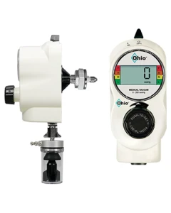Ohio Medical Push-to-Set Vacuum Regulator, Continous, 2-Mode Adult, Digital Display, White, Ohmeda (Wall), DISS Male & Overflow Safety Trap with DISS Wing Nut & Gland (Patient) (8701-1325-908)