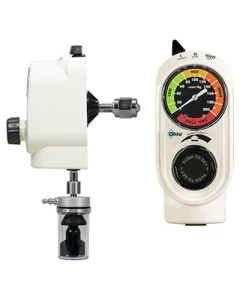 Ohio Medical Push-to-Set Vacuum Regulator, Continuous/Intermittent, Adult, Analog Display, White, DISS Nut & Gland (Wall), Locking Gland & Overflow Safety Trap (Patient) (8703-1251-905)