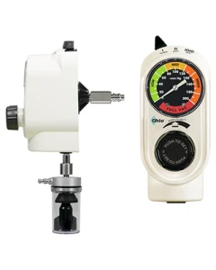 Ohio Medical Push-to-Set Vacuum Regulator, Continuous/Intermittent, Adult, Analog Display, White, Puritan Bennett (Wall), Locking Gland & Overflow Safety Trap (Patient) (8707-1251-905)