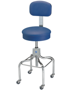 Pedigo P-1039-W/C Stainless Steel Anesthetist Stool with Back And Casters