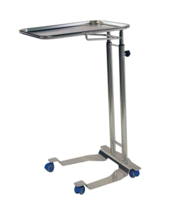 Pedigo P-1069-A-SS Stainless Steel Hand Adjustable Mayo Stand with 4 Casters