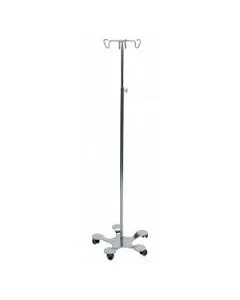 Pedigo P-1572-4 Stainless Steel Hand Operated 5-Leg I.V. Stand - 4 Hook