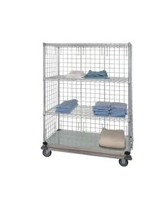 Quantum WRDBS4-74-2460EP 24" x 60" x 80" Dolly Base Linen Cart with 4 Shelves