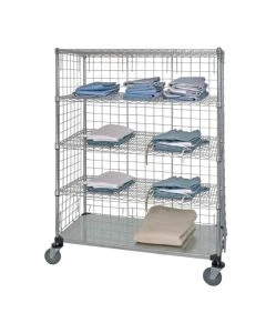Quantum Storage Systems WRCS4-63-2460EP-5 24" x 60" x 69" Enclosure Linen Cart with 5 Shelves