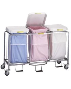 R&B Wire 686 Triple "Leakproof" Hamper w/ Foot Pedal