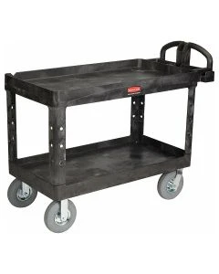 Rubbermaid Heavy-Duty Ergo Cart Large Black With Pneumatics, FG454610BLA