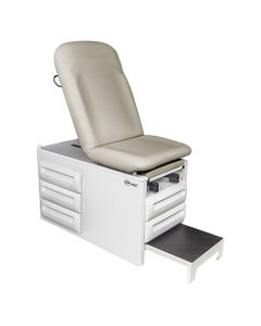 UMF Medical 5250CB 58.5" - 74.5"L x 28"W x 32.75"H Manual Exam Table with Five Storage Drawers, Classic Black