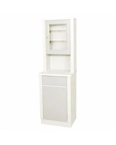UMF Medical 6105-QUIET-WHITE 65" Modular Treatment Cabinet and Overhead Cabinet with One Bottom Drawer and Door