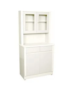 UMF Medical 6117-QUIET-WHITE Modular Treatment Cabinet and Overhead Cabinet with Two Bottom Drawers & Doors
