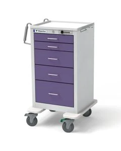 Waterloo Healthcare JTGSU-33669-VIL 23"L x 24.5"W x 42"H Steel Junior Tall Bedside Nurse Server Cart with 5 Drawer