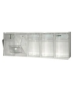 Waterloo Healthcare TB-5 23.75"L x 4.5"W x 6.5"H Plastic Tilt Bins with 5 Compartment, Clear