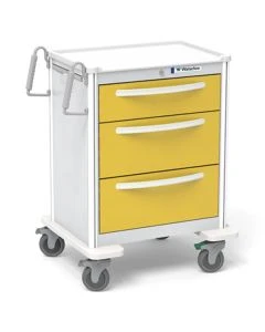 Waterloo Healthcare UMGKA-699-YEL 29"L x 24.5"W x 39"H Aluminum Standard Medium Isolation Cart with 3 Drawers