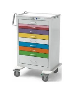 Waterloo Healthcare UXGLU-9PEDS 29"L x 24.5"W x 45"H X-Tall Pediatric Cart with 9 Drawers, Light Gray
