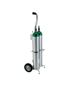 WT Farley CR-HC210 14"L x 12"W x 38" - 42"H Dual Oxygen Cylinder Cart, Chrome