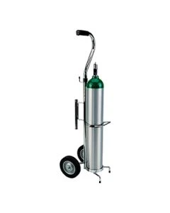 WT Farley CR-HC300HR Deluxe 14"L x 12"W x 38" - 42"H Single Oxygen Cylinder Cart, Chrome