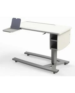 MedViron 39" Overbed Table with 5 Year Gas Spring Warranty, 2 Shelves, Vanity Mirror