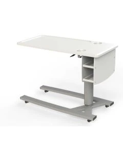 MedViron 39" Overbed Table with 5 Year Gas Spring Warranty, 2 Shelves, Dual Cupholders