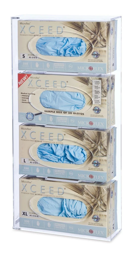 CME CMEB-GBD4 Quad Glove Dispenser, Side-Loading, Acrylic, 10.125