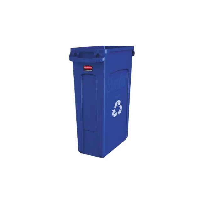 Rubbermaid Vented Slim Jim 23 Gallon Recycling Container, Blue